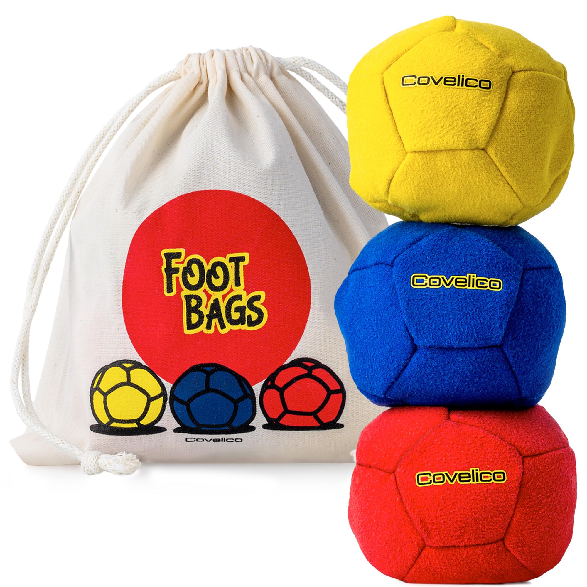 Amazon.com: Covelico Footbag Hacky Set of 3 for Kids, Teens
